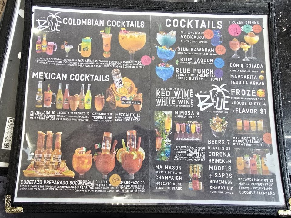 Cocktails, coffee, and comfort food selections.